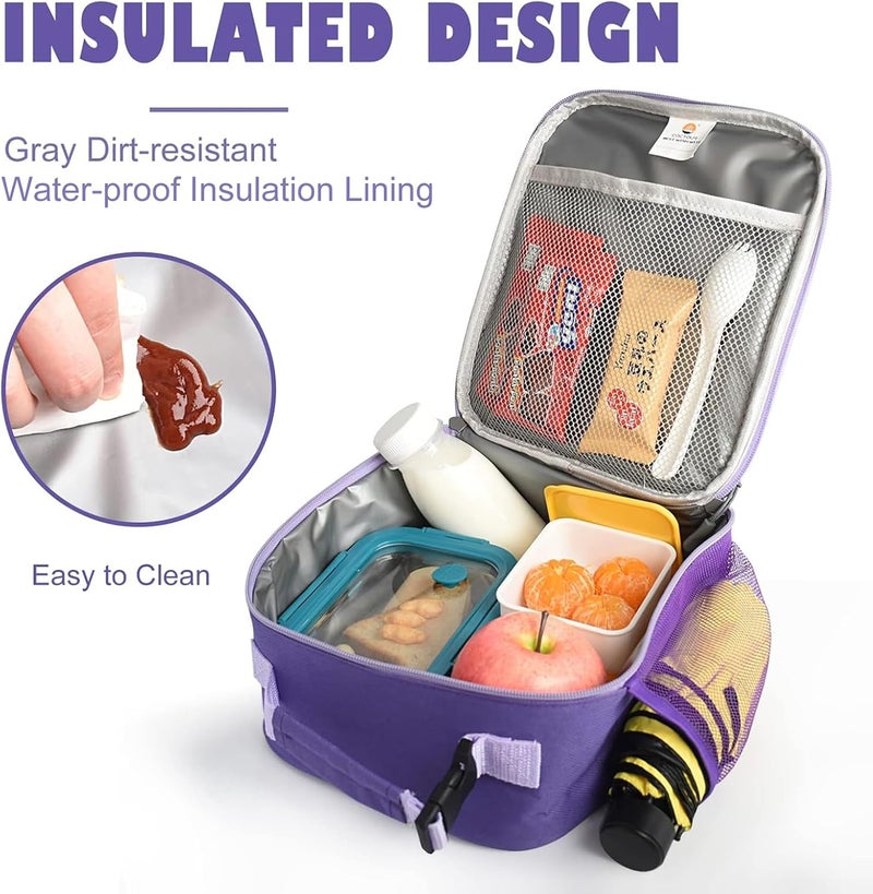 CaCTOUR Lunch Box Kids,Premium Insulated Lunch Bag for Girls Boys Teen Women,Soft Bag Mini Cooler Back to School Thermal Reusable Lunch Bag for Work School Picnic (Purple) - Image 5